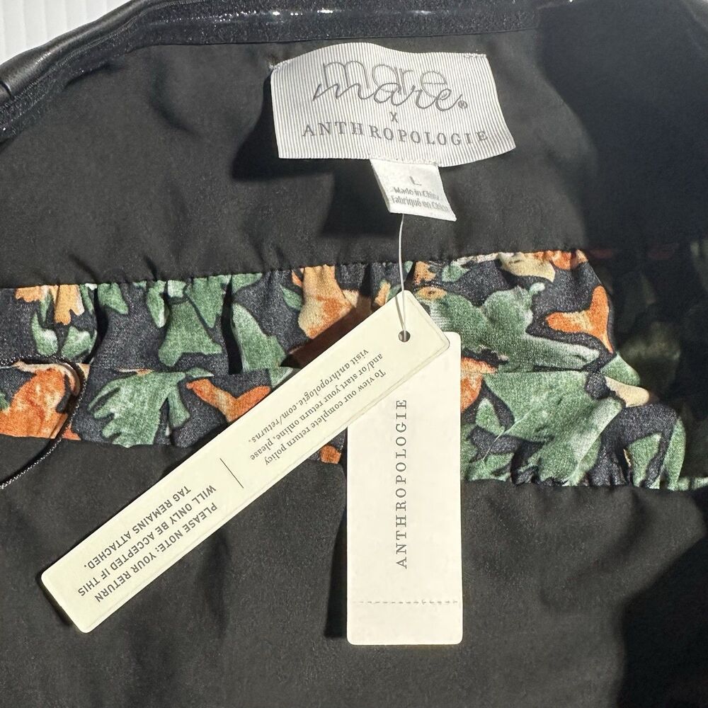 Anthropologie Mare Mare Faux Leather Floral Maxi Dress Side Slit Strapless L NWT - Picture 6 of 14